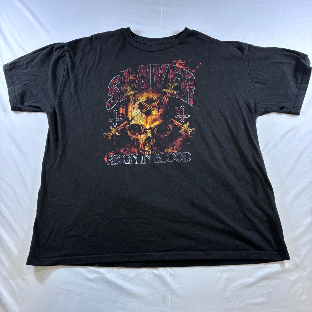 Slayer Reign in Blood Band T-Shirt Mens XXL Black Graphic Thrash Metal VTG Style
